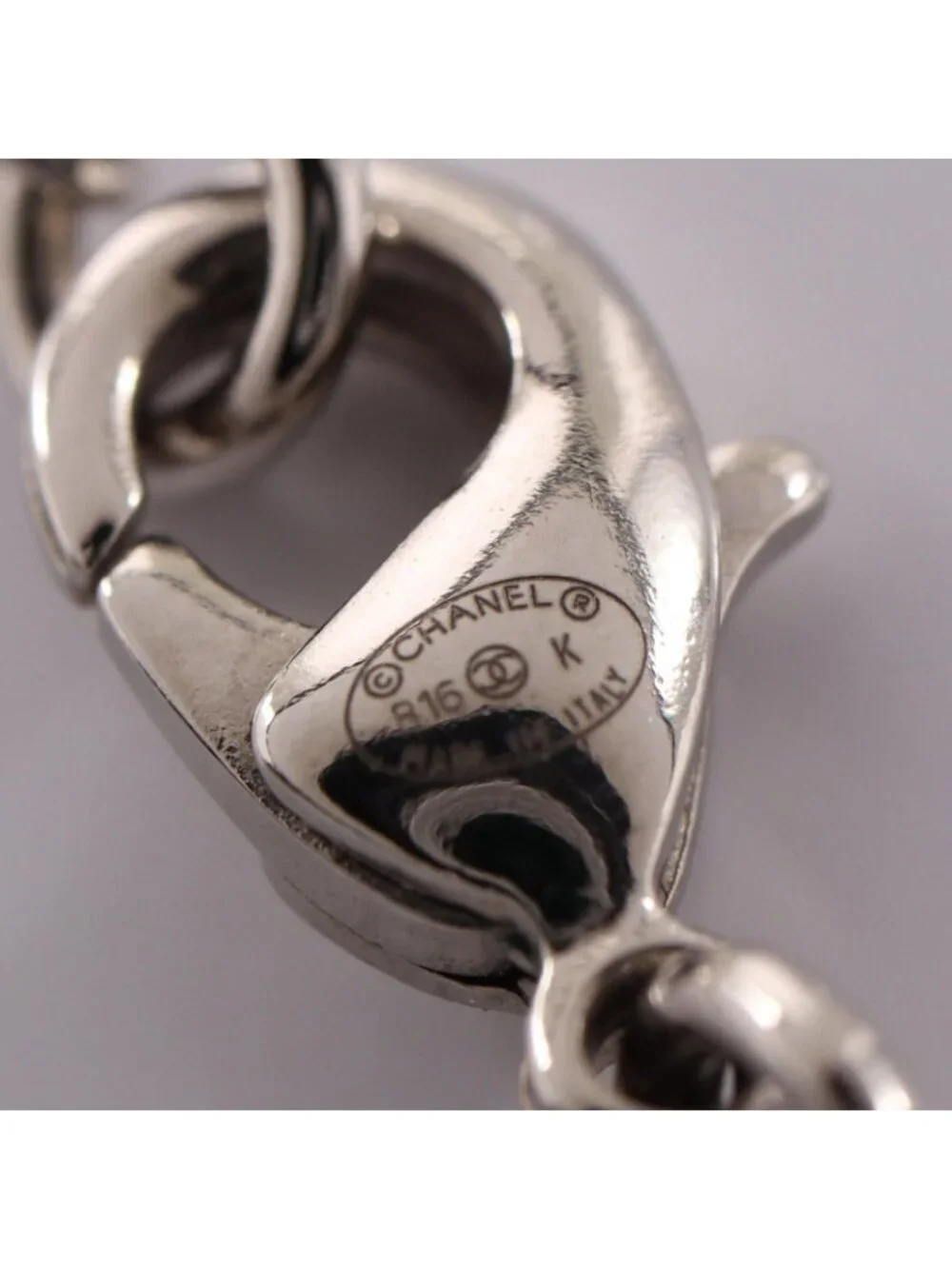 Chanel Necklace CC Logo Cat Silver